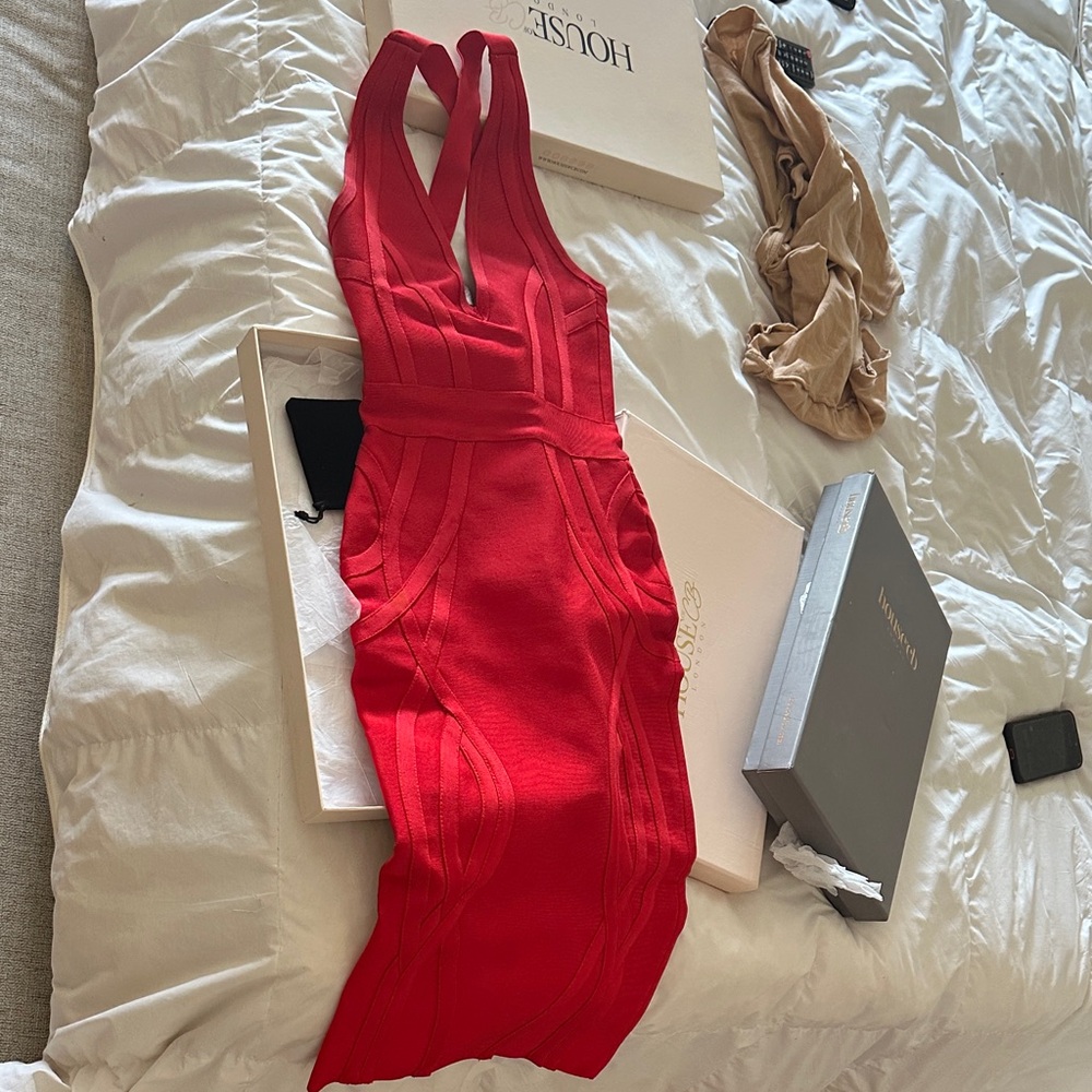 House of CB Red Sculpted Bandage Dress